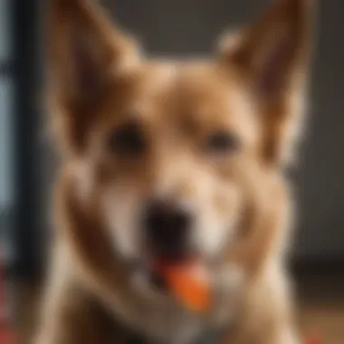 Dog Enjoying Krill Oil Chews A happy dog enjoying krill oil chews, highlighting the product's appeal.