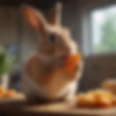 Joyful Rabbit with Delicious Snack A happy rabbit enjoying a healthy snack