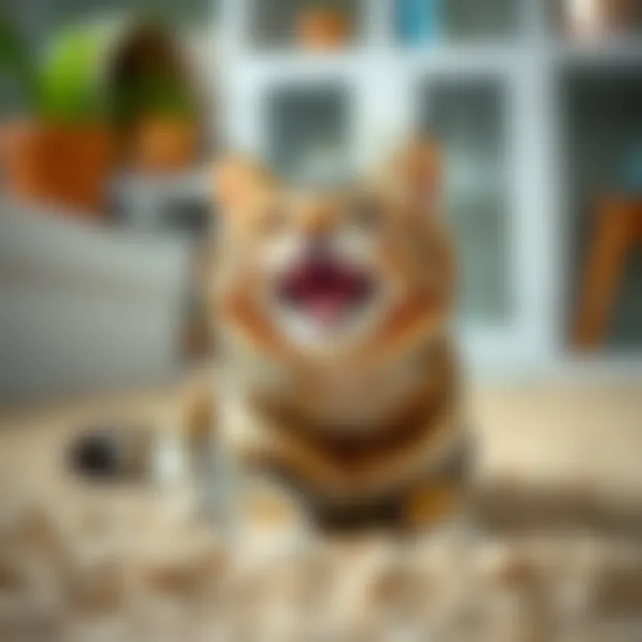 A Happy Cat in a Dust Free Space A healthy cat playing happily in a clean environment with dust free litter.