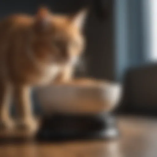 A heavy cat food bowl designed for stability