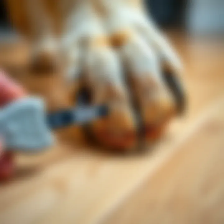 Heavy duty dog nail file in use on a dog's paw