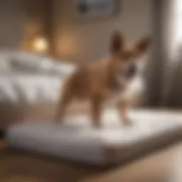 A dog using a ramp to access the bed comfortably.