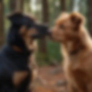 Owner interacting positively with a calm dog