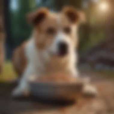 Healthy dog enjoying Hills diabetes food in a bowl