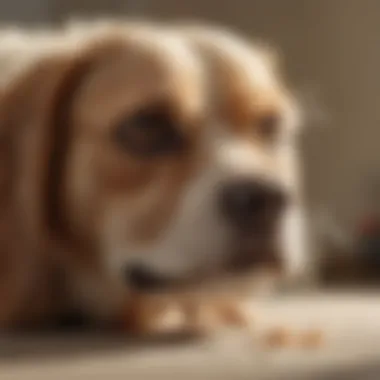 Close-up of a dog scratching its fur, indicating a flea problem