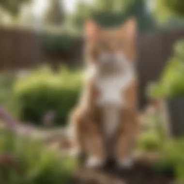 A happy cat playing in a garden, symbolizing a healthy lifestyle