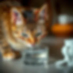 Cat drinking water to promote urinary health