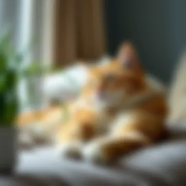 Cat lounging in a stress-free environment at home