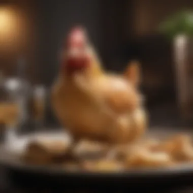 Cooked Chicken: A Treat for Your Feline Friend A cat enjoying a small portion of cooked chicken on a plate