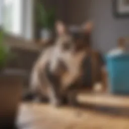 A clean litter box with clumping cat litter