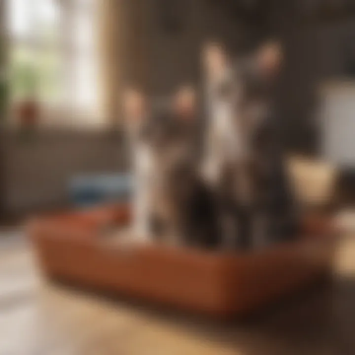 A multi-cat household with litter boxes
