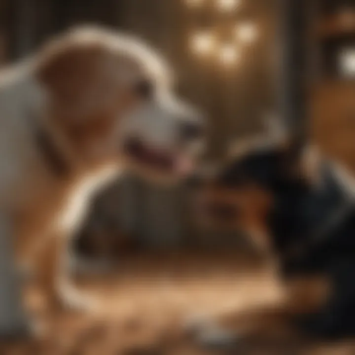 A dog playing with its owner, showcasing joyful interaction.