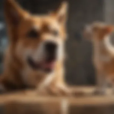 A dog responding positively to a treat offered by its owner.