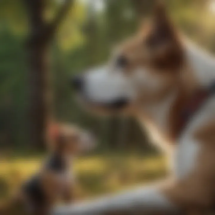 A person observing a dog’s body language for understanding.