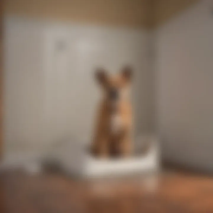 A barrier preventing a dog from accessing a litter box