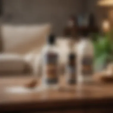 Natural deodorizers like baking soda and essential oils displayed on a table.