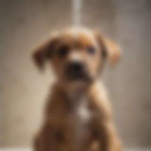 A young puppy enjoying a warm shower