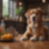 A cozy home setup for dog grooming with essential tools and a happy dog.