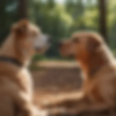 Dog interacting peacefully with another dog