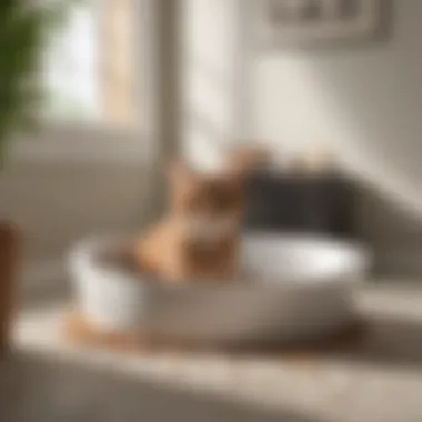 Well-Arranged Litter Box Cat litter box placed in a clean environment