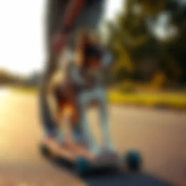 Owner Assisting Dog on Skateboard Owner guiding a dog on a skateboard