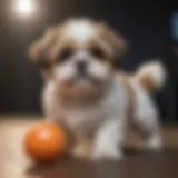 A playful Shih Tzu puppy engaging in training exercises