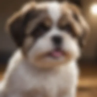 Positive reinforcement techniques being used with a Shih Tzu puppy