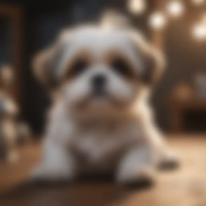 A Shih Tzu puppy socializing with other dogs