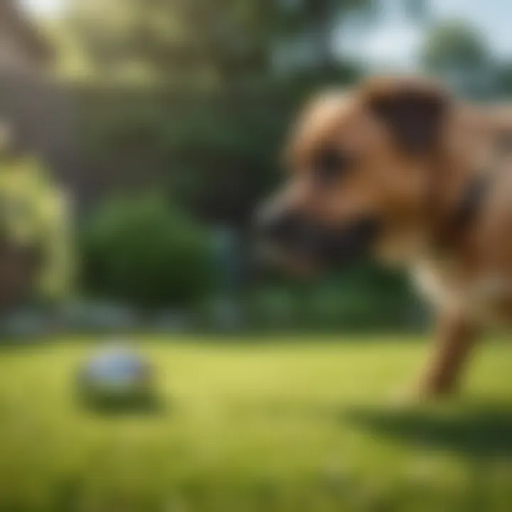 Pet playing on a well-maintained lawn