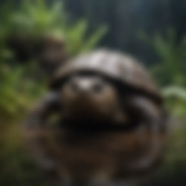 A close-up of hypo snapping turtles in a suitable aquatic environment.
