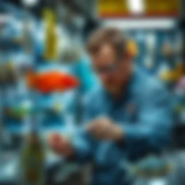 A knowledgeable aquarist examining fish quality at a store.