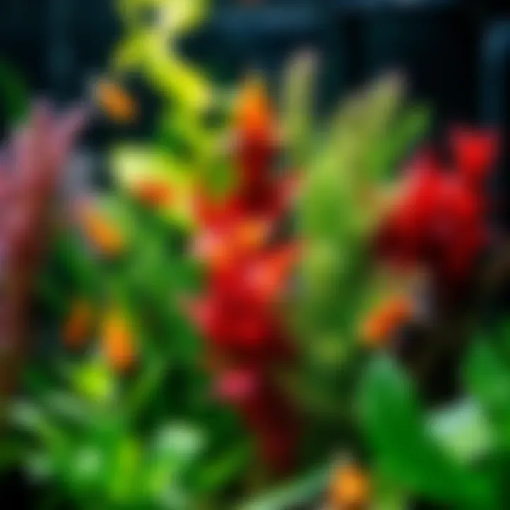 A collection of aquatic plants enhancing a fish habitat.