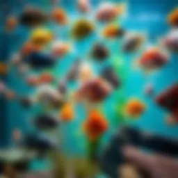 A vibrant aquarium showcasing various species of live fish.