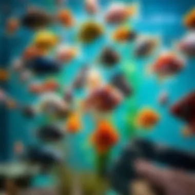 A vibrant aquarium showcasing various species of live fish.