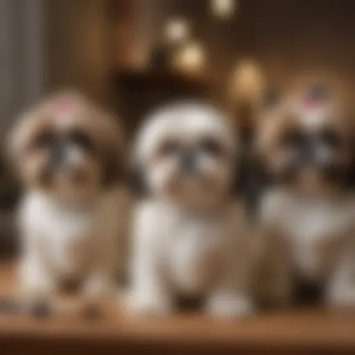 A range of brushes suitable for Shih Tzu coats displayed on a grooming table