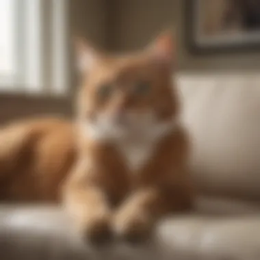 A hypoallergenic cat breed lounging comfortably on a couch