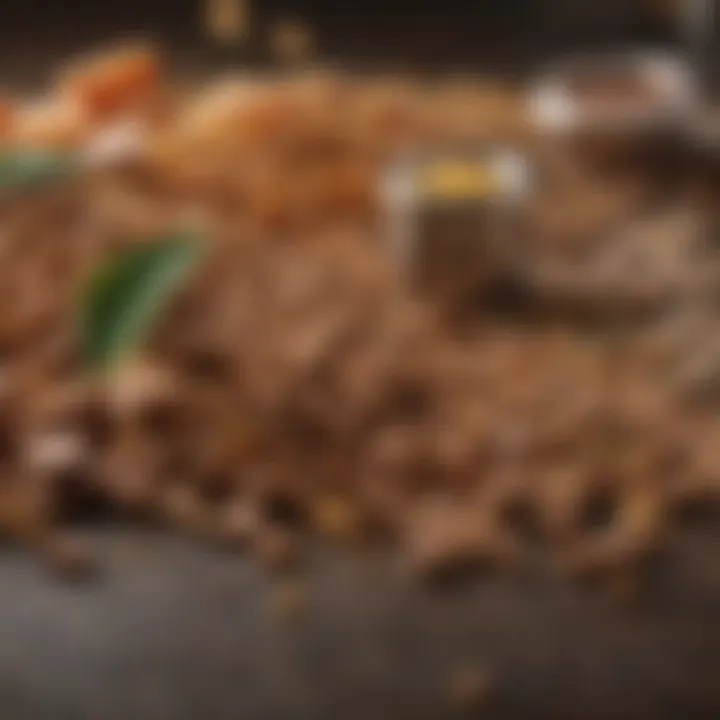 Close-up of dog food ingredients
