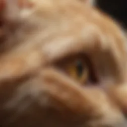 Close-up of a cat's ear affected by mites