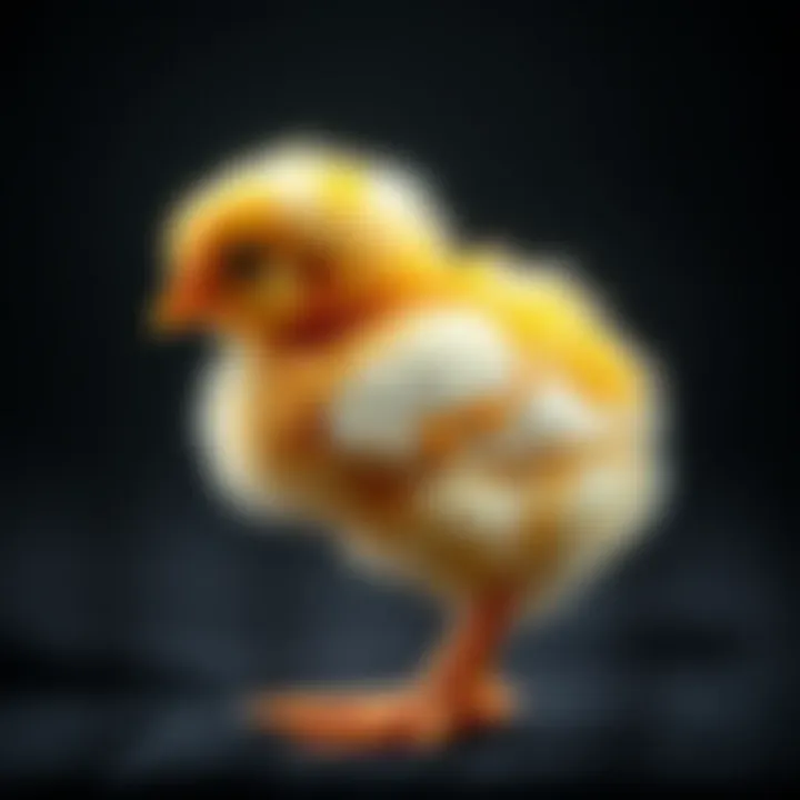 Side profile of a week-old chick highlighting body structure
