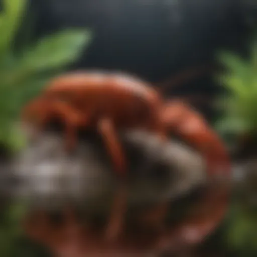 Vibrant crawfish in a well-maintained aquarium habitat