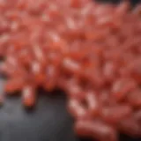 A close-up of krill oil chews for dogs, showcasing their texture and color.