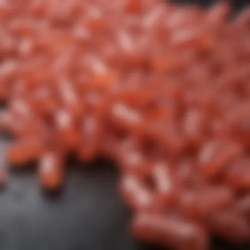 A close-up of krill oil chews for dogs, showcasing their texture and color.