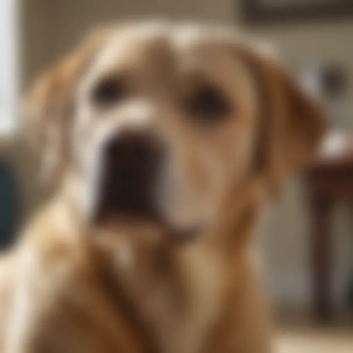 A heartwarming moment of a Labrador being adopted