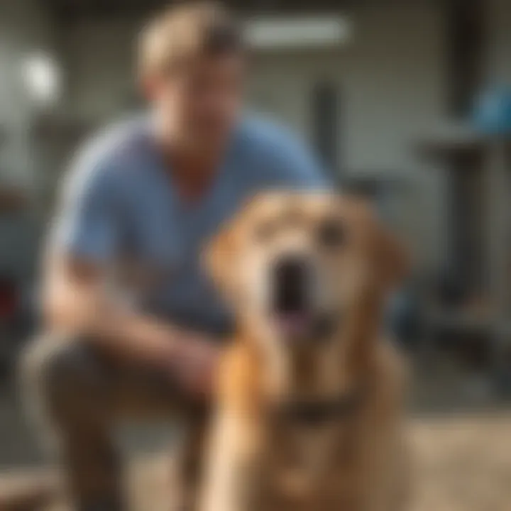 Volunteers caring for rescued Labradors at a local shelter