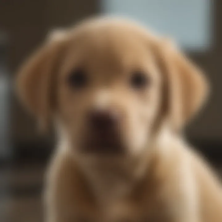 Healthy Labrador puppy at a veterinary clinic