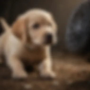 Training a Labrador Puppy: Essential Techniques Labrador puppy receiving training from an owner