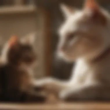 Veterinarian examining a cat