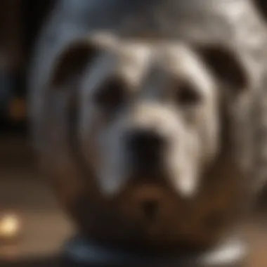 Intricate Dog Ashes Urn A beautifully crafted urn for dog ashes with intricate design