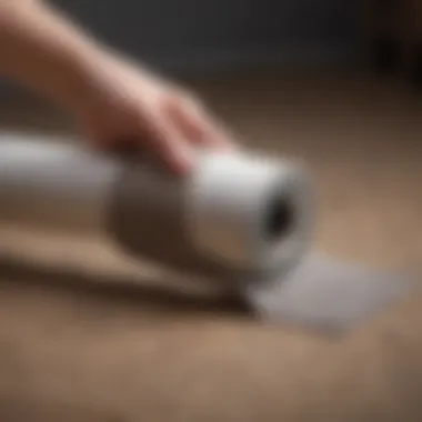 A lint roller in action, effectively removing pet hair from clothing