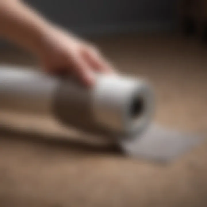 A lint roller in action, effectively removing pet hair from clothing